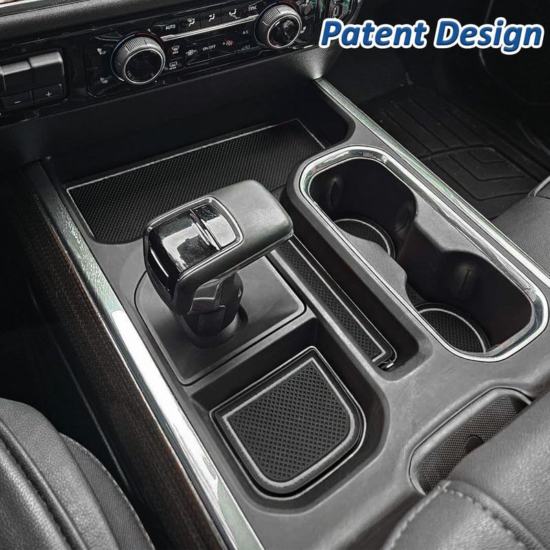 TOPINSTALL Gray 7PCS Console Liners Compatible with 2023-2026 Chevy Silverado/GMC Sierra 1500 & 2022 Refreshed 1500 Models, Premium Rubber Non-Slip Cup Holder Mats（Full Console w/Bucket Seats ONLY） - Image 5